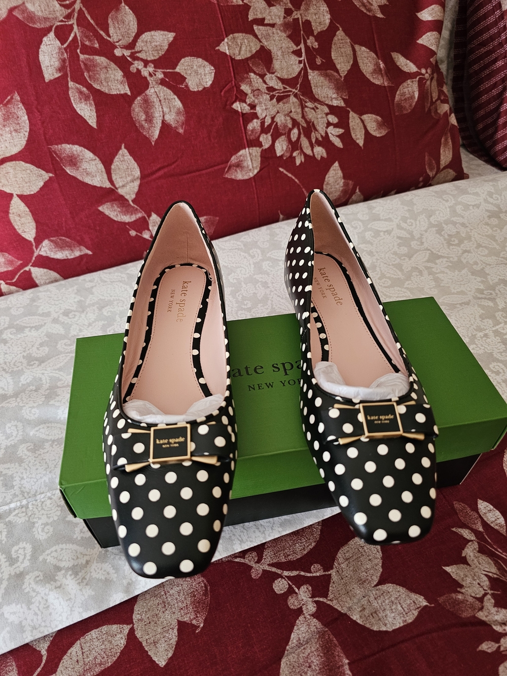 kate spade Black and White Polka Dot Bow Loafers